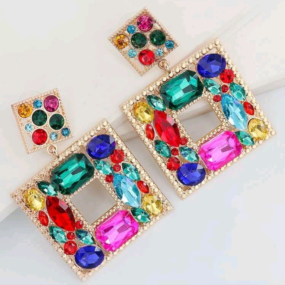 Luxe Prism Square Drop Earrings